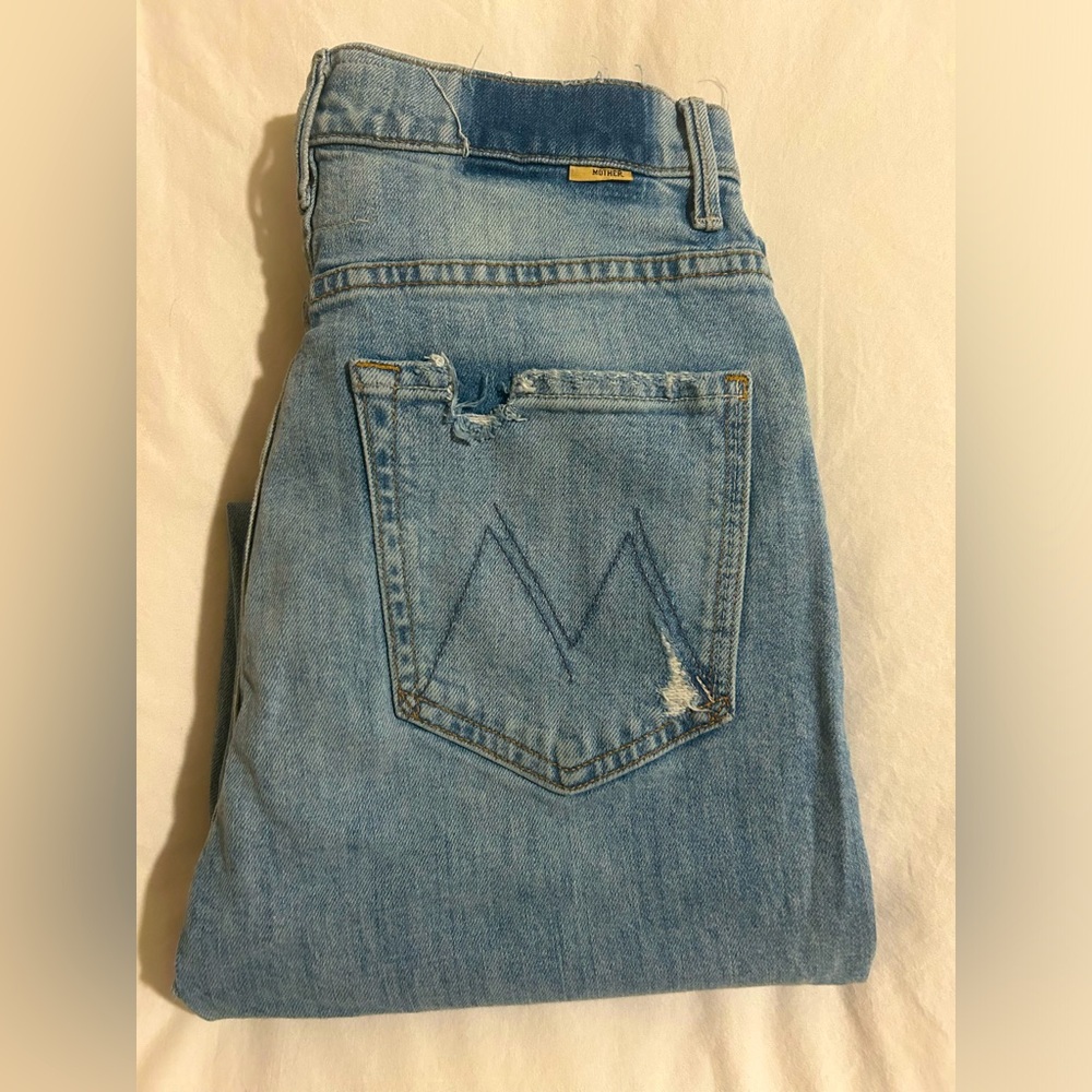 Denim high wasted,straight leg, ripped, MOTHER jeans